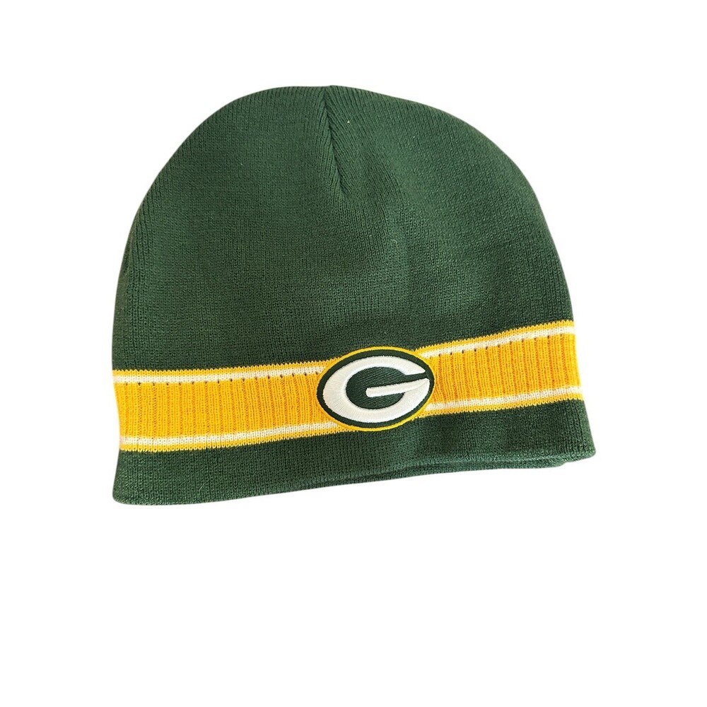 NFL Team Apparel Green Bay Packers Embroidered Knit Beanie Green Yellow White